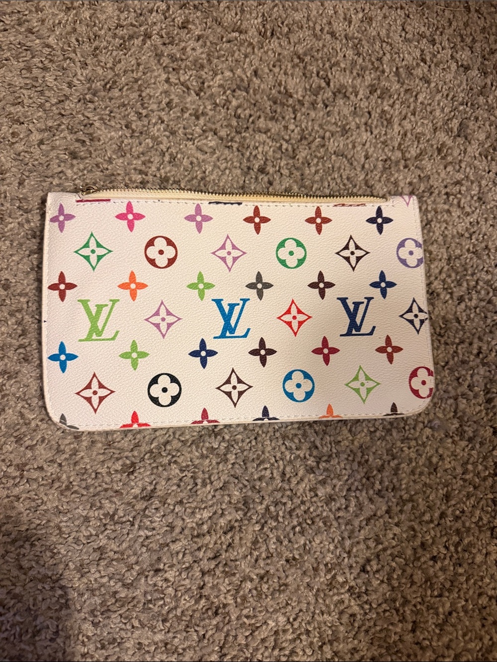LV Multicolor Monogram White Canvas Pouch